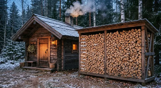 Укладка дров в Колюбакине, улица Сосновая, 30